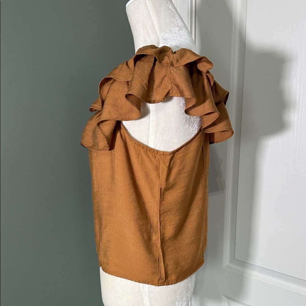 Cato Off-Shoulder Ruffled Blouse in Beautiful Rust Color - Picture 3 of 10